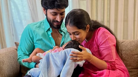 Harish Kalyan and Narmada with their daughter