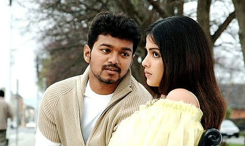 Movie poster of the cult classic Tamil film Sachein, starring Vijay and Genelia D'Souza