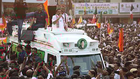 AIADMK general secretary Edappadi Palaniswami addressing an election campaign in Coimbatore on Thursday