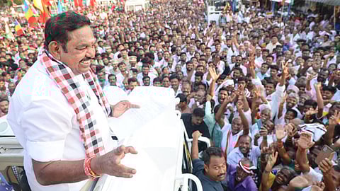 AIADMK general secretary Edappadi Palaniswami canvassing votes in Veerapandi in Salem on Friday