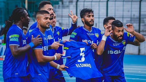 Chennaiyin FC players dedicating their goal to injured Elsinho