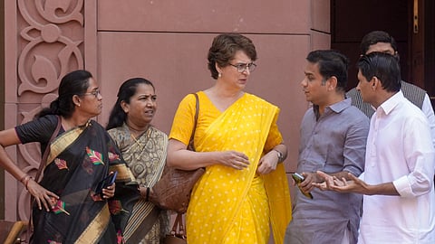 Congress MP Priyanka Gandhi during the Special session of the Parliament, in New Delhi, Saturday, April 18, 2026