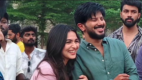 Dulqer Salmaan with his co-star, Kayadu Lohar. 