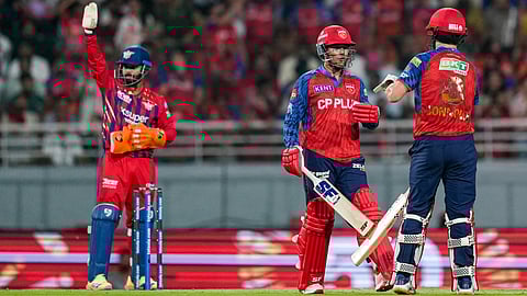 Punjab Kings' Priyansh Arya and Cooper Connolly, right, during the Indian Premier League (IPL) 2026 T20 cricket match between Punjab Kings and Lucknow Super Giants, in New Chandigarh, Punjab, Sunday, April 19, 2026