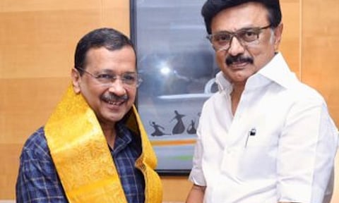 National convener of the Aam Aadmi Party, Arvind Kejriwal and TN CM Stalin