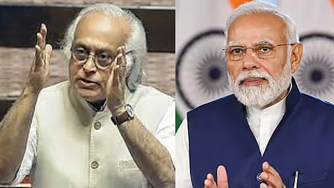 (L) Jairam Ramesh, (R) Narendra Modi 