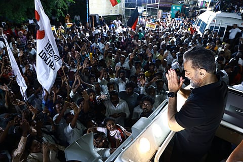 Makkal Needhi Maiam chief Kamal Haasan campaigning for DMK alliance candidate in Tiruchy