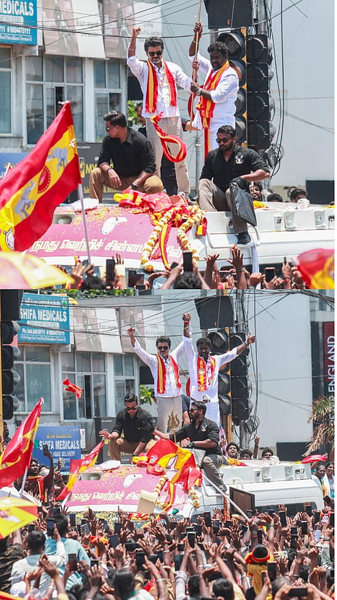IN PICS |TVK chief Vijay campaigns at Pallavakkam in Chennai