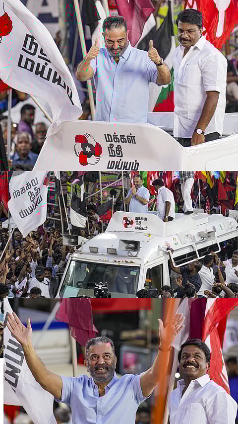 IN PICS|MNM chief Kamal Haasan campaigns in Chepauk