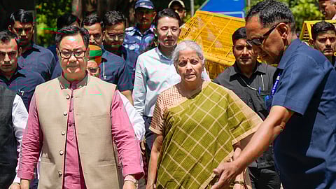 Union Finance Minister Nirmala Sitharaman and Union Parliamentary Affairs Minister Kiren Rijiju