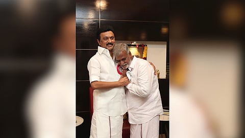 Minister PK Sekar Babu with DMK president and Tamil Nadu Chief Minister MK Stalin