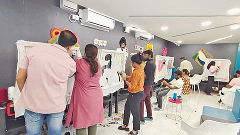 People involved in tufting