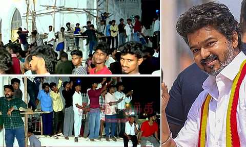 Fans waiting for Vijay in Velankanni
