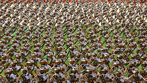 Members of the Islamic Revolutionary Guard march during a parade in 2014. 