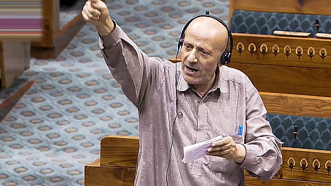 Jammu and Kashmir MP Abdul Rashid Sheikh alias Engineer Rashid speaks in the Lok Sabha during the Special session of Parliament