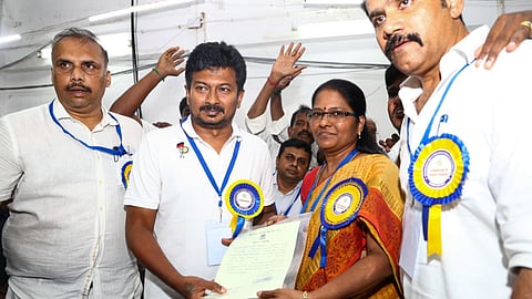 Udhayanidhi Stalin received his winning certificate for Chepauk-Triplicane constituency at Queen Mary's college