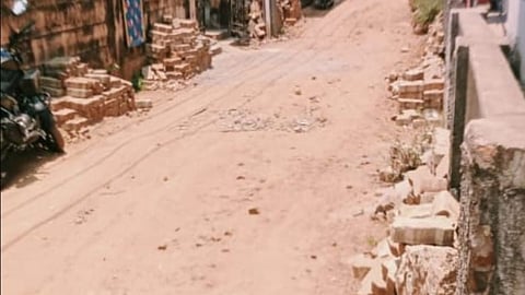 One of the fully damaged road in the New Perungalathur area