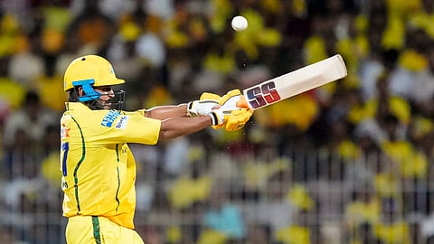 Chennai Super Kings' Urvil Patel plays a shot during the Indian Premier League (IPL) 2026 T20 cricket match between Chennai Super Kings and Lucknow Super Giants, in Chennai