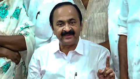 Kerala Chief Minister-designate VD Satheesan speaks to the media, in Thiruvananthapuram, Thursday, May 14, 2026 