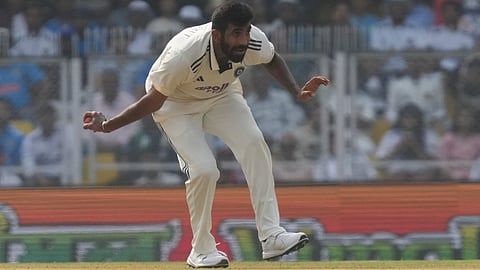 India's Jasprit Bumrah during the day two of the second Test cricket match of a series between India and South Africa, at ACA Stadium in Guwahati, Sunday, Nov. 23, 2025 