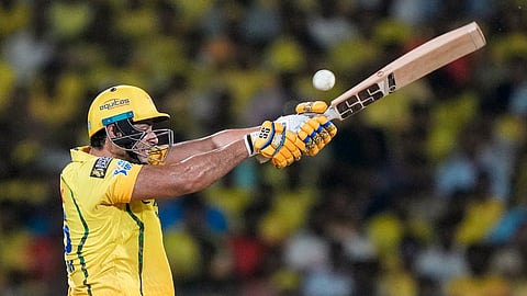 Chennai Super Kings' Shivam Dube plays a shot during the Indian Premier League (IPL) 2026 T20 cricket match between Chennai Super Kings and Sunrisers Hyderabad, in Chennai, Tamil Nadu, Monday, May 18, 2026
