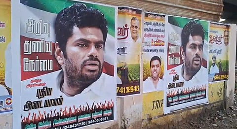 The posters, put up under the banner of the "All India Annamalai Thalaimai Narpani Mandram (All India Annamalai Leadership Welfare Forum), hailed Annamalai 