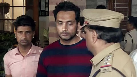 Twisha's husband and the accused Samarth Singh being taken away by the police from his residence in Bhopal on May 26, 2026
