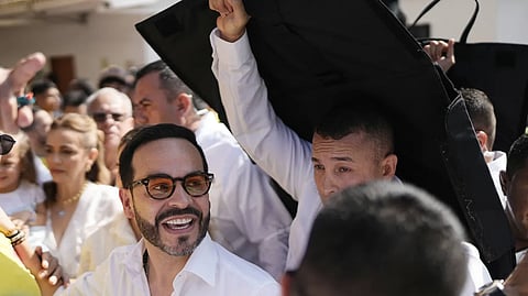 Presidential candidate Abelardo de la Espriella of the Defenders of the Motherland movement depart a polling station after voting during the presidential election in Barranquilla, Colombia, Sunday, May 31, 2026.