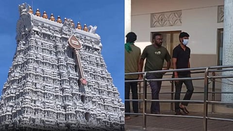 (R) HR&CE Minister S Ramesh in a surprise inspection to temple