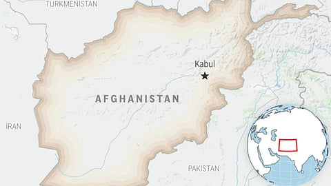 This is a locator map for Afghanistan with its capital, Kabul.