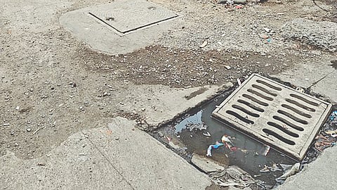 Unattended stormwater drain cover on Sardar Colony fourth Street in Ekkatuthangal
