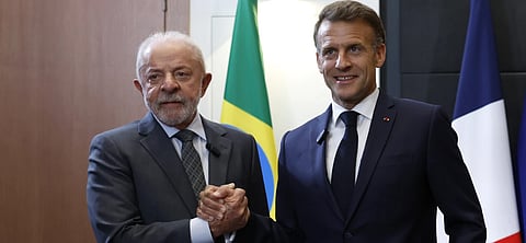 French President Emmanuel Macron and Brazilian President Luiz Inacio Lula da Silva