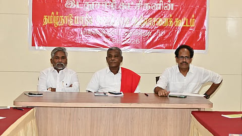State secretaries of CPI (ML), CPM and CPI address a press conference on Wednesday