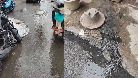sewage overflow in Vinobaji Nagar