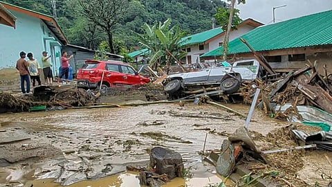 An under-construction retaining wall collapsed due to the downpour, and a large amount of water inundated low-lying residential areas in and around the colony, he said