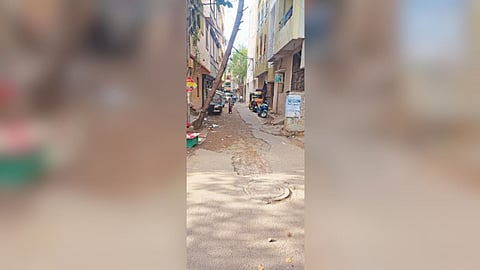 The severely damaged stretch of Fakir Sahib Street in Royapuram