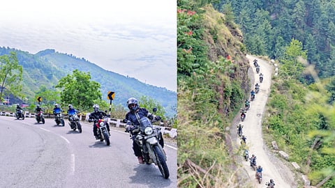 Bikes cruising through hilly terrains