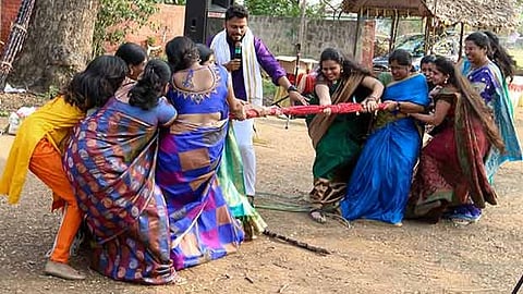 Women go all out in the tug-of-war