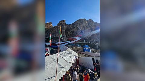 A view of the Shri Amarnath Cave Temple ahead of the annual Shri Amarnath Yatra, in Anantnag district, Jammu and Kashmir, Monday, June 29, 2026. The annual pilgrimage is scheduled to commence on July 3 and conclude on August 28, 2026