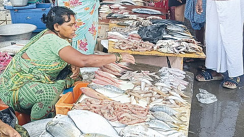 Kasimedu fish market buzzing
with customers