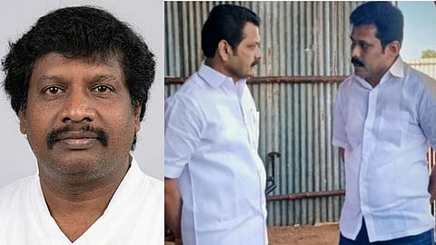 L-R: TVK'S Uthangarai MLA N Elaiyaraja; former DMK minister V Senthilbalaji and his brother V Ashok Kumar