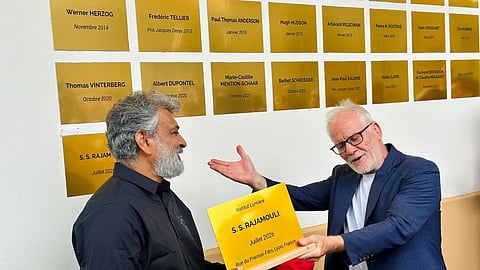 Filmmaker SS Rajamouli honored with a plaque at the Institut Lumière in Lyon