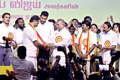 Former AIADMK ministers C Vijayabaskar and MR Vijayabhaskar joined the ruling TVK
