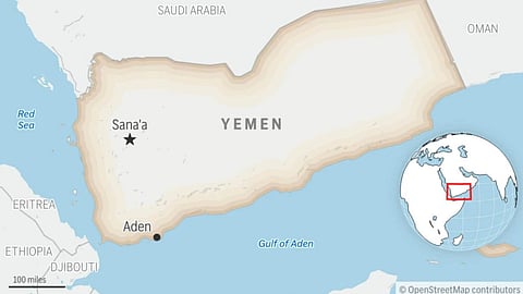 This is a locator map for Yemen with its capital, Sanaa.