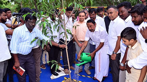 Revenue Minister KA Sengottaiyan inaugurating Bougainvillaea Park on July 6