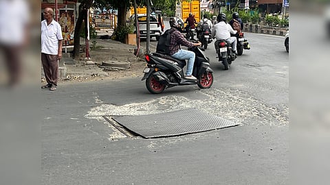 The steel cover over SWD has become unstable, much to the agony of motorists in Kodambakkam.