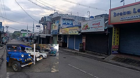 Shops remain closed and safari jeeps (inset) stayed off road in Masinagudi