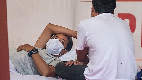 Climate activist Sonam Wangchuk during a hunger strike by Cockroach Janata Party (CJP) demanding action over alleged irregularities in examinations and seeking the resignation of Union Education Minister Dharmendra Pradhan, at Jantar Mantar in New Delhi