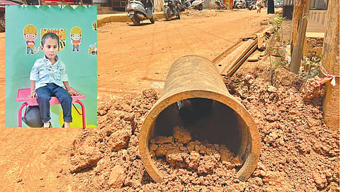 An earthmover was lifting the shoring plate in Kannappasamy Nagar when it collapsed on Shah Rukh (inset)