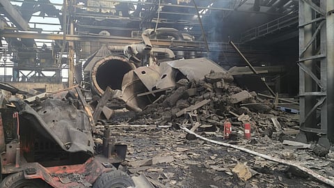 Furnace blast at a scrap recycling unit in the SIPCOT Industrial Estate located in Gummidipoondi, Tiruvallur district.